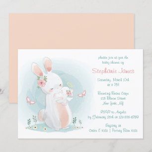 Invitación Baby Shower de la madre pastel y el conejo bebé