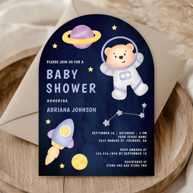 Invitación Baby Shower de la Marina Astronauta de Oso de Oso  (Subido por el creador)