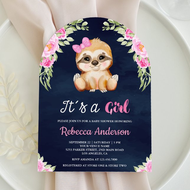 Invitación Baby Shower de la Marina de Arco Tradicional Flora (Subido por el creador)