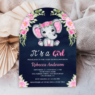 Invitación Baby Shower de la marina de guerra de elefantes fl