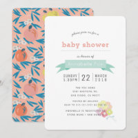 Invitación Baby Shower de la Marina Rosa Floral de