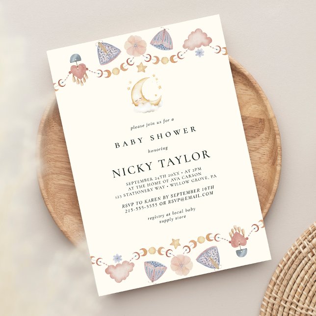 Invitación Baby Shower de la mariposa arcoiris Boho (Subido por el creador)