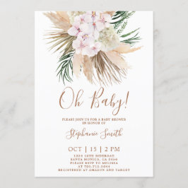 Invitación Baby Shower de la Moda Pampas Grass Boho