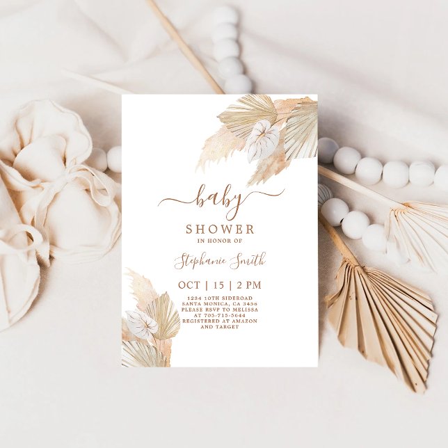 Invitación Baby Shower de la Moda Pampas Grass Boho (Subido por el creador)