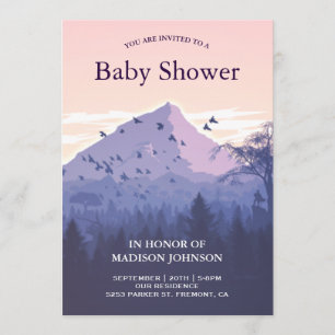 Invitación Baby Shower de la montaña Sunset Forest