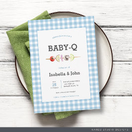 Invitación Baby Shower de la pareja Blue Gingham B