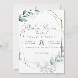 Invitación Baby Shower de la pareja de acuarela verde de Jade