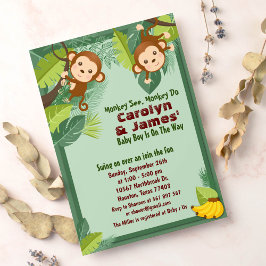 Invitación Baby Shower de la pareja de animales Jungle Monkey