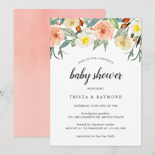 Invitación Baby Shower de la pareja de Chicas Florales de col