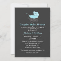 Baby Shower de la pareja de pintores grises y azul