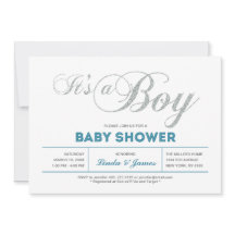 Invitación Baby Shower de la pareja de plata moder