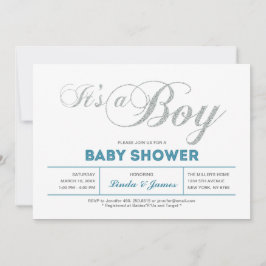 Invitación Baby Shower de la pareja de plata moder