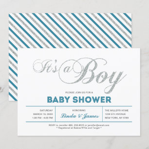 Invitación Baby Shower de la pareja de plata moder