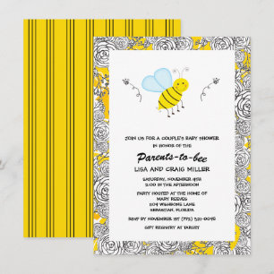 Invitación Baby Shower de la pareja floral de Bumblebee