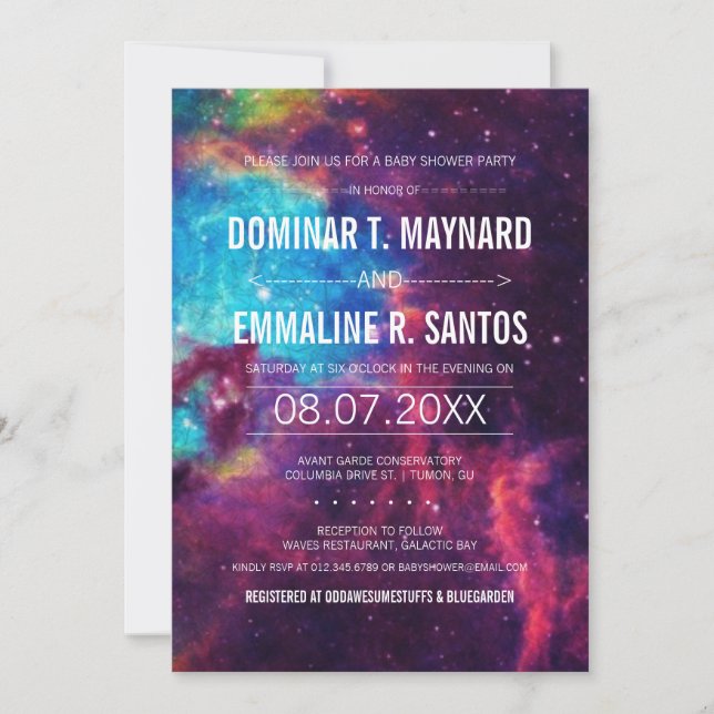 Invitación Baby Shower de la pareja Galaxy (Anverso)
