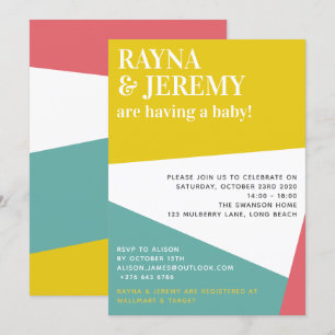 Invitación Baby Shower de la pareja geométrica moderna y colo