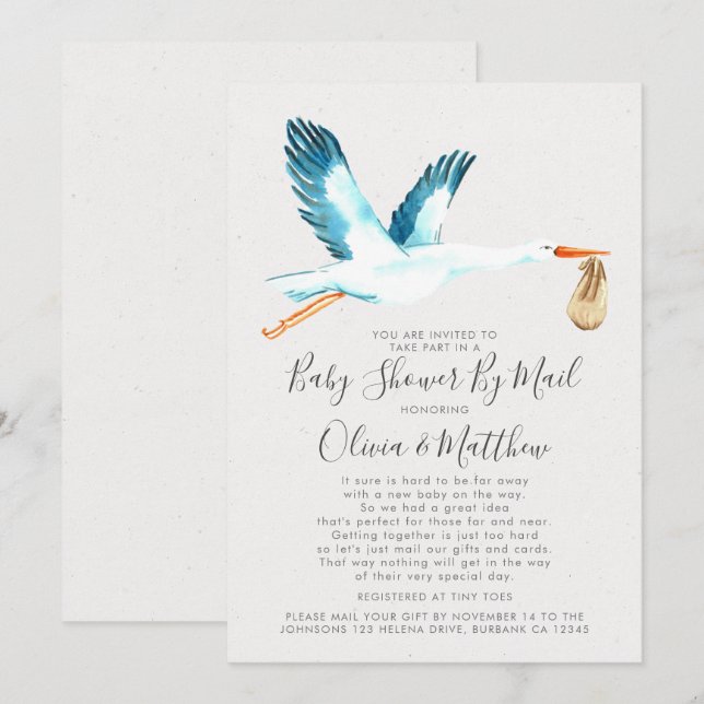 Invitación Baby Shower de la pareja Mi correo (Anverso / Reverso)