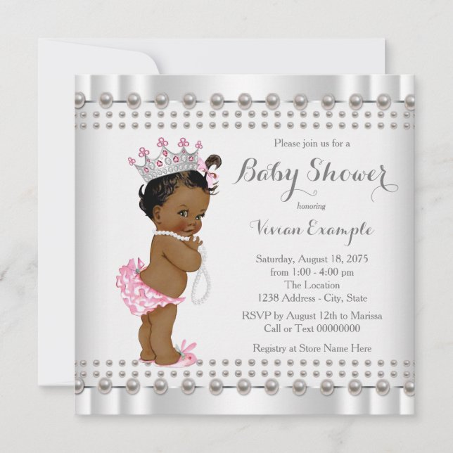 Invitación Baby Shower de la perla de la princesa africana (Anverso)