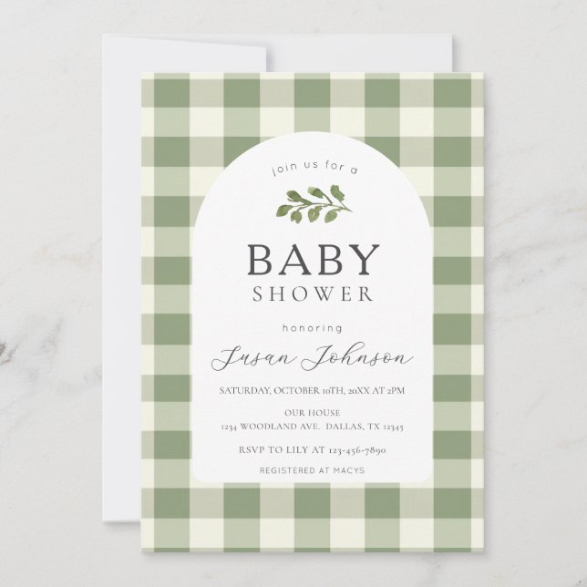Invitación Baby Shower de la placa de verificación de búfalo  (Anverso)