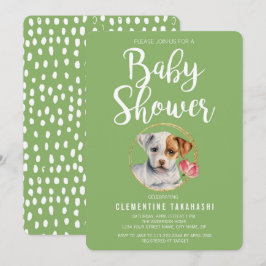 Invitación Baby Shower de la primavera del perro del cachorro