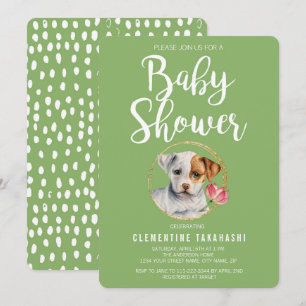 Invitación Baby Shower de la primavera del perro del cachorro