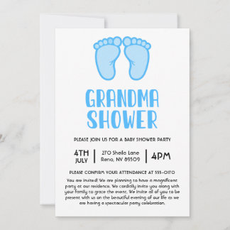 Invitación Baby Shower de la primera abuela con pies de niño