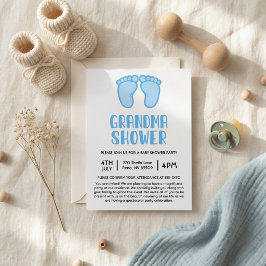 Invitación Baby Shower de la primera abuela con pies de niño