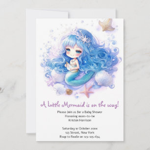 Invitación Baby Shower de la princesa mágica del mar de la si
