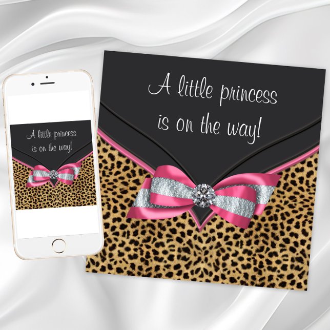 Invitación Baby Shower de la princesa Pink Leopard (Leopard print baby shower invitations. Add your own text. Download and printed invitations available)