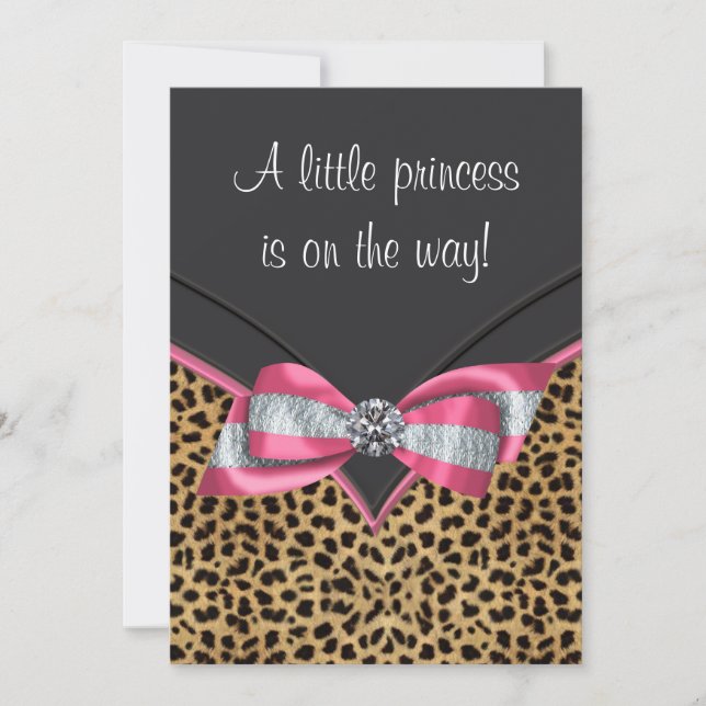 Invitación Baby Shower de la princesa Pink Leopard (Anverso)