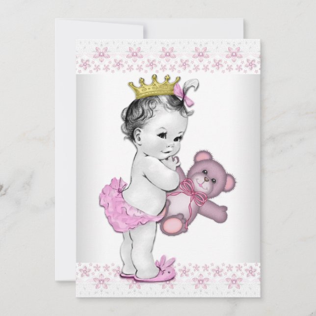 Invitación Baby Shower de la Princesa Rosa (Anverso)