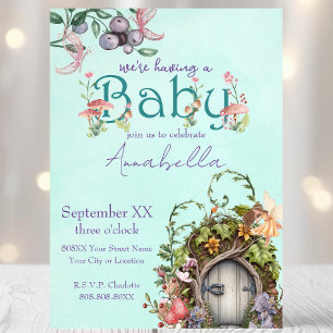 Invitación Baby Shower de la puerta del jardín de hadas del b