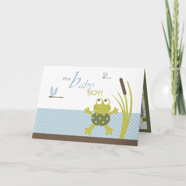 Invitación Baby Shower de la Rana de la cinta y la libélula (Anverso)