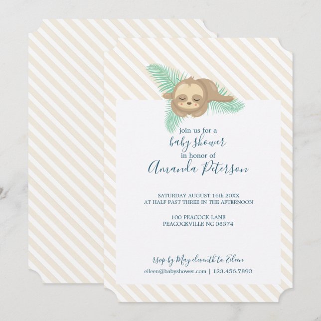 Invitación Baby Shower de la ranura para bebé neutral de géne (Anverso / Reverso)