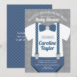 Invitación Baby Shower de la ropa de pequeño hombre