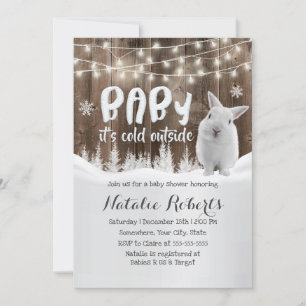 Invitación Baby Shower de la selva de invierno rústica de Con