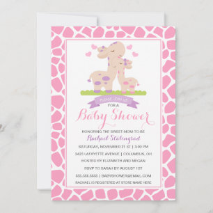 Invitación Baby Shower de la selva dulce bebé rosa