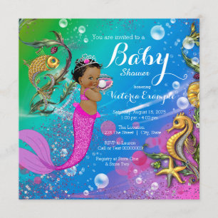 Invitación Baby Shower de la sirena de la etnia bajo el mar