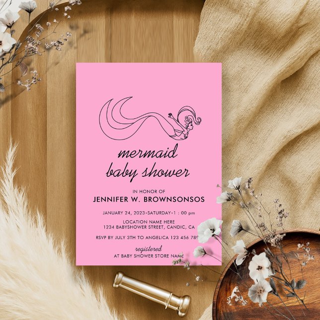 Invitación Baby Shower de la sirena de verano rosada neutra o (Subido por el creador)