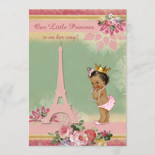 Invitación Baby Shower de la Torre Eiffel de la Pequeña Princ