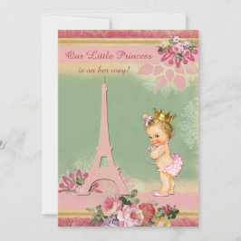 Invitación Baby Shower de la Torre Eiffel de la Pequeña Princ