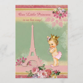 Invitación Baby Shower de la Torre Eiffel de la Pequeña Princ