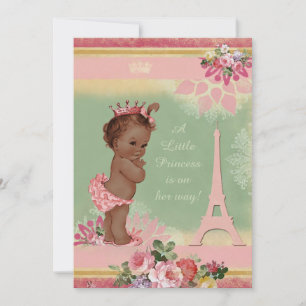 Invitación Baby Shower de la Torre Eiffel de la Princesa Étni