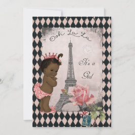 Invitación Baby Shower de la Torre Eiffel de la Princesa Étni