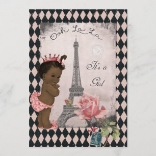 Invitación Baby Shower de la Torre Eiffel de la Princesa Étni