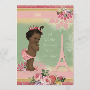 Invitación Baby Shower de la Torre Eiffel de la Princesa Étni