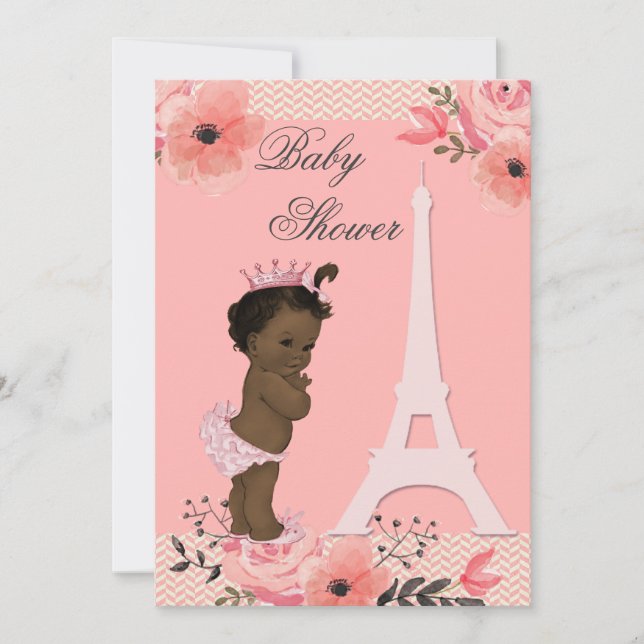 Invitación Baby Shower de la Torre Eiffel de París (Anverso)