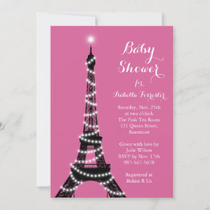 Invitación Baby Shower de la Torre Eiffel Twinkles
