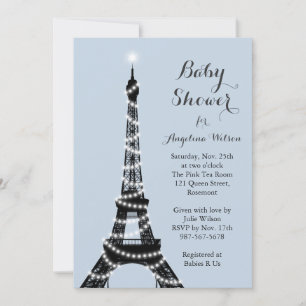 Invitación Baby Shower de la Torre Eiffel Twinkles