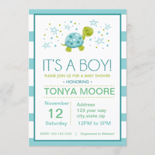 Invitación Baby Shower de la tortuga de la banda d
